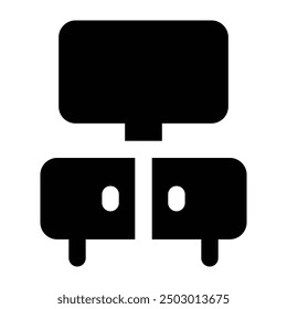 Einfaches Tv-Standsymbol. Das Symbol kann für Websites, Druckvorlagen, Präsentationsvorlagen, Illustrationen usw. verwendet werden