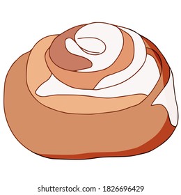 un simple giro de un bollo dulce con glaseado blanco