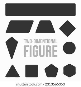 simple two 2 dimensional figure with round corner design in black and white. contains 10 of the most popular flat image. can be used to study, find the area and perimeter circumference with formula