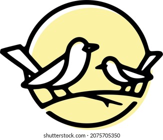 A simple two birds line art vector logo. 