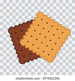 Simple two biscuits icon on transparent background. Food icon. Vector Illustration Eps10