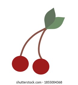 Dos cerezas simples con hojas