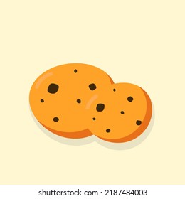 Simple two chocolate cookies icon vector isolated in flat design. Vector illustration