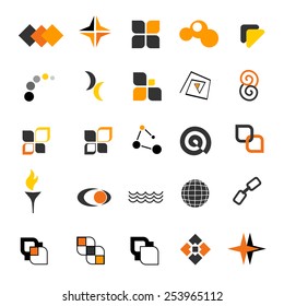 Simple two color logo shape collection isolated on white background 