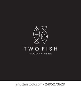 simple two fish mirrored logo icon vector inspiration