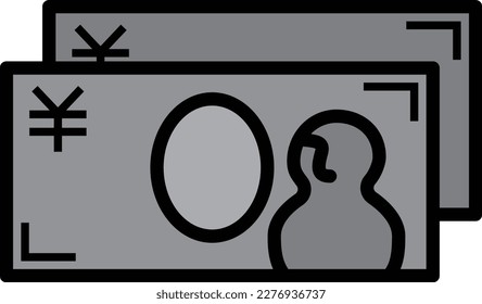 Simple two gray  Japanese banknote icon