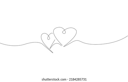 Un simple diseño de arte de línea de dos corazones. dibujo de línea continua. vector de símbolo de amor