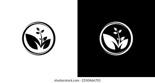 simple two leaf logo vector