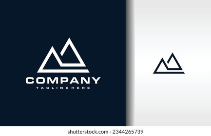 logotipo simple de la línea de dos montañas