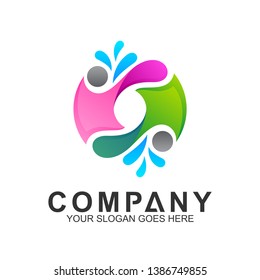 simple two people logo design in gradient color for human relationship,family care,health clinic,foundation/charity community