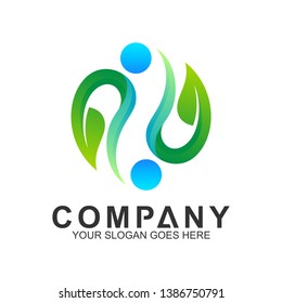 simple two people logo design in gradient color for human relationship,family care,health clinic,foundation/charity community