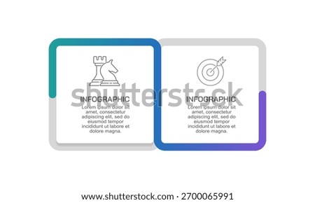 Simple Two Stages Process Diagram Template for Corporate Mission and Vision. Vector illustration.