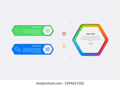 simple two steps design layout infographic template with hexagonal elements. business process diagram for banner, poster, brochure, annual report and presentation with marketing icons. eps 10