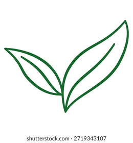 Simple dos hojas de té germinar esquema minimalista gráfico de arte de línea