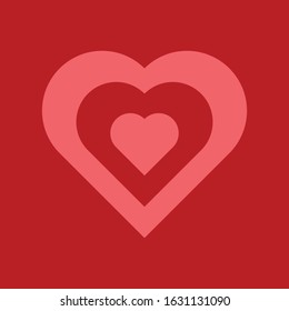 Simple Two Tone Pink Heart on Red Background