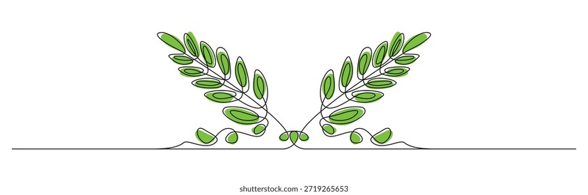 Simple dos tallos de trigo una línea dibujando Ilustración vectorial minimalista