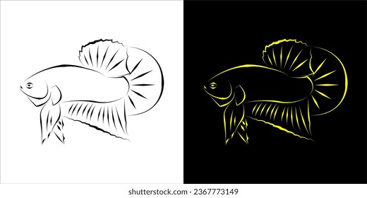 simple two-color betta fish sketch logo