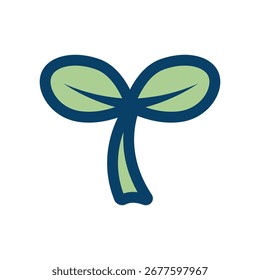 Ilustración simple del icono del Vector de dos hojas.