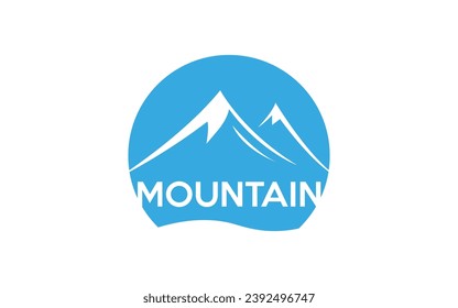 A simple two-pronged mountain logo, a blue silhouette vector in EPS format, suitable for logo designs or symbols for mountain climbing or mountain climbing lovers