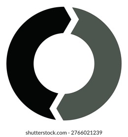 Simple twotone circular pie chart graphic element with white center icon