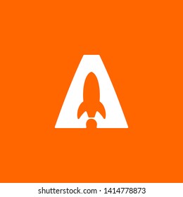 simple typhography A with rocket vector logo