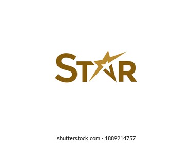 Simple Typo Letter Star Golden Logo
