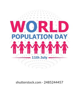 Simple typography, 11 July world population day concept for poster banner, vector illustration
