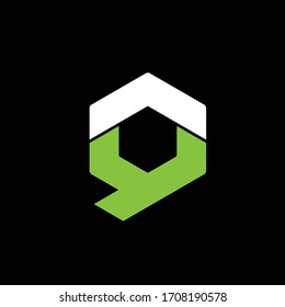 simple typography AY hexagonal home vector logo