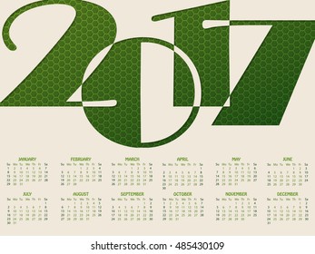 Simple typography calendar design for the year 2017