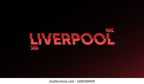 Simple typography city of liverpool with break line in the middle of text on top of gradient background for shirt or cloth design