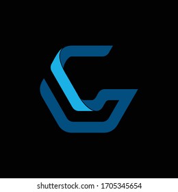 simple typography cL hexagonal type vector logo