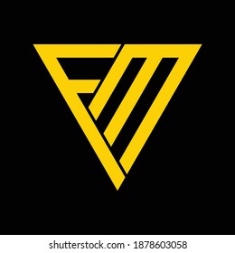 simple typography fm triangle style vector logo