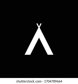 simple typography font A with tent style vector logo