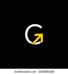 simple typography g arrow vector logo