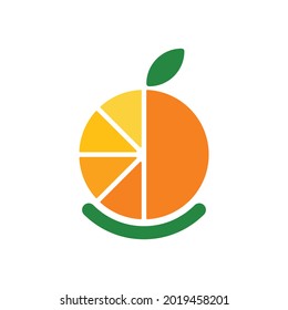 tipografía simple logotipo del vector de frutas de frutos de color naranja