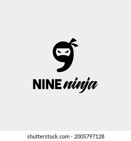 simple Typography number black ninja