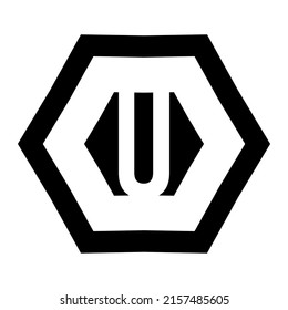 simple U hexagon design icon logo
