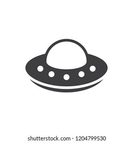 Simple UFO icon. Spaceship, alien symbol and sign vector illustration design. Isolated on white background