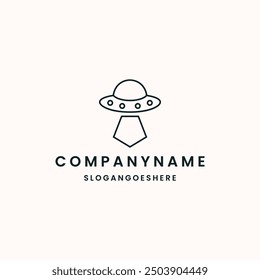 simple UFO logo line design. Vector illustration . on white background