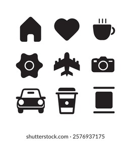 Simple ui Icons Set, silhouette vector illustration.