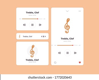 Simple UI music design, accompanied by treble, clef icon