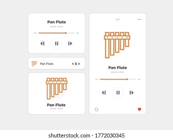 Diseño sencillo de música de interfaz de usuario, acompañado por el icono de Pan Flute