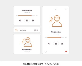 Diseño sencillo de música UI, acompañado de iconos de Melanoma