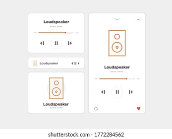 Diseño sencillo de música de interfaz de usuario, acompañado de iconos de altavoz