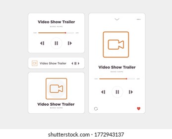 Diseño sencillo de música de interfaz de usuario, acompañado de iconos de vídeo Show Trailer