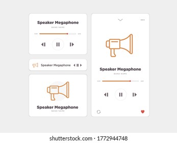 Diseño sencillo de música de interfaz de usuario, acompañado de iconos del altavoz Megaphone