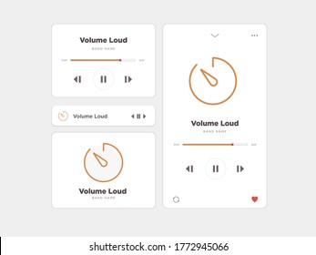 Diseño sencillo de música de interfaz de usuario, acompañado de iconos de volumen alto