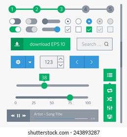 Simple UI set of flat design trend for website development and mobile application design