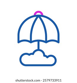 Simple Umbrella With Clouds icon illustration Design