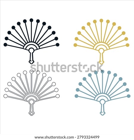 Simple umbrella with colorful dots in different styles isolated on transparent background, Vector